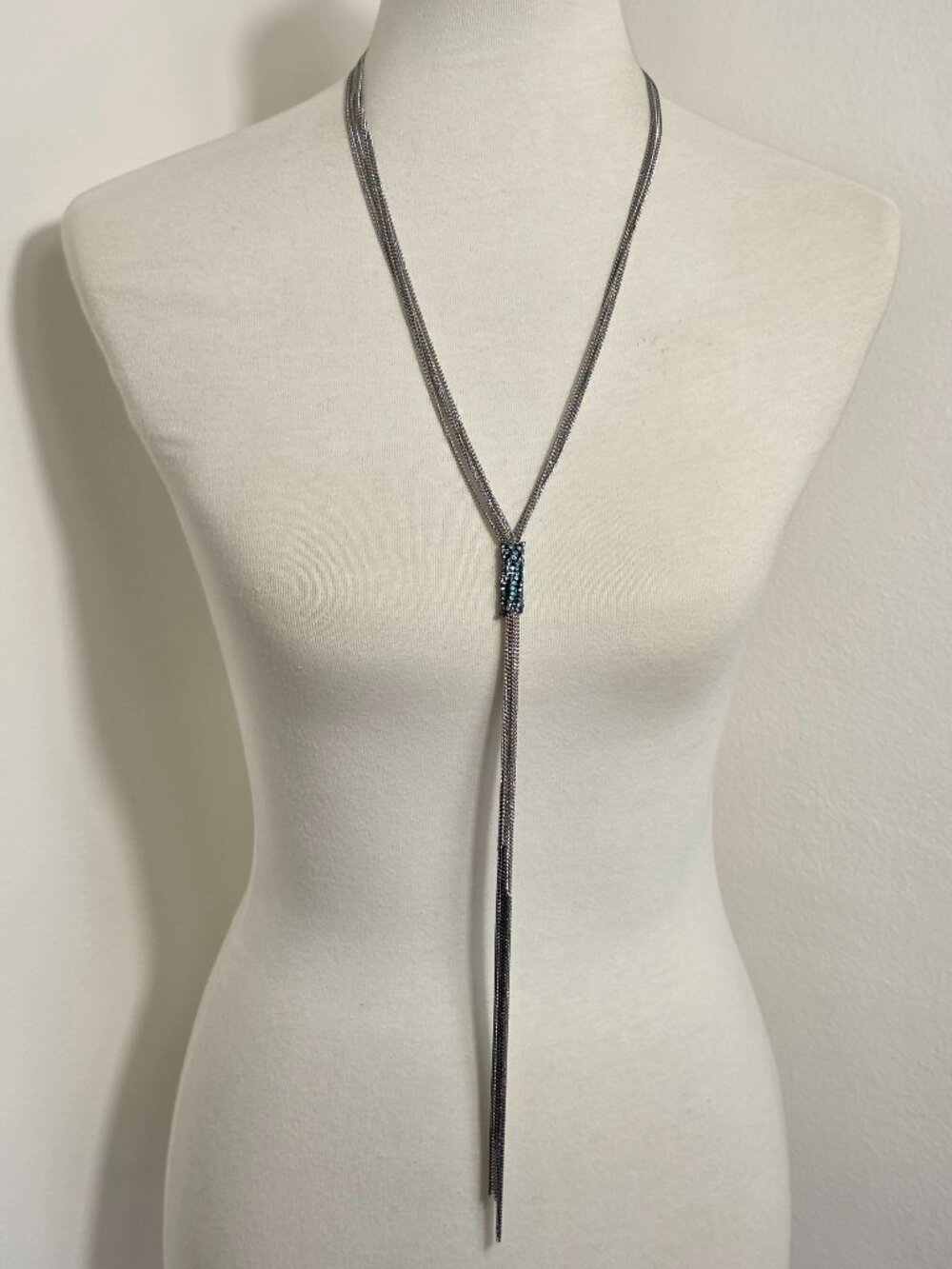 Simply Vera Vera Wang Silver-Tone Multi-Strand Y Necklace Blue Crystal Knot